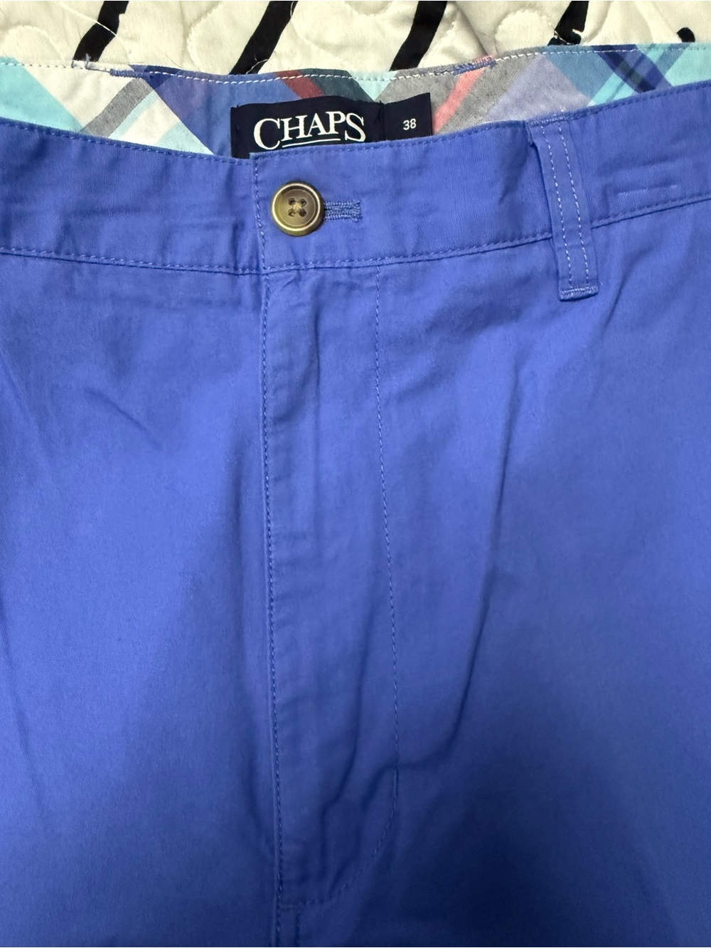 Chaps Men's Bright Blue Flat Front Cotton Shorts - Picture 2 of 3